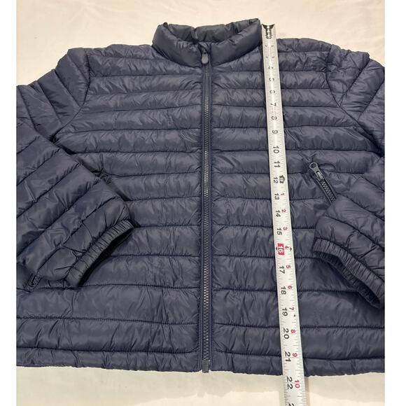 Save The Duck Women Large Neha Cropped Puffer Jacket Blue Ultra Lightweight Coat - Picture 11 of 12